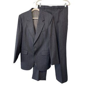 Vintage 90s Coat Tails Suit 2 Piece Size 42 Blazer Pants Gray Wool Professional